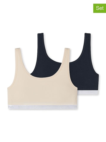 Schiesser 2er-Set: Bustiers in Creme/ Dunkelblau