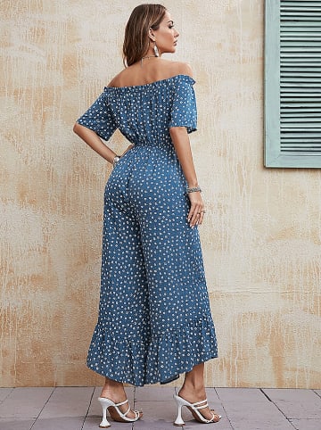 Pretty Summer Jumpsuit in Blau/ Weiß