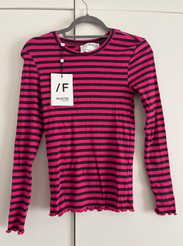 SELECTED FEMME Longsleeve "Anna" in Pink/ Schwarz