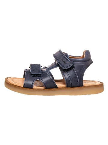 POM POM Leder-Sandalen in Dunkelblau