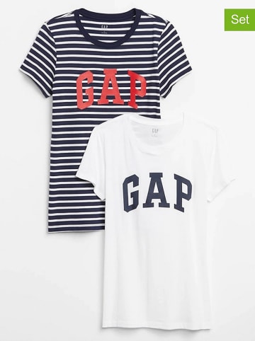GAP 2er-Set: Shirts in Dunkelblau/ Weiß