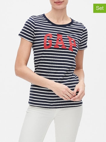 GAP 2er-Set: Shirts in Dunkelblau/ Weiß