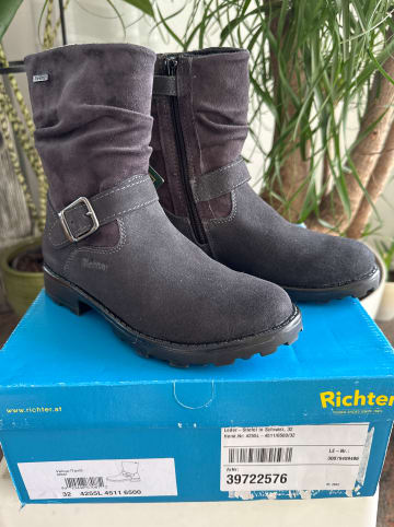 Richter Shoes Leder-Stiefel in Schwarz