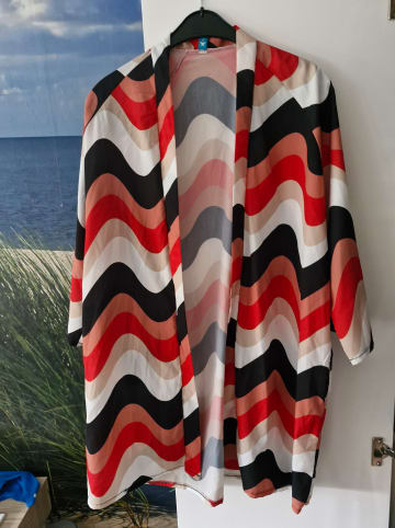 Chezalou Cardigan in Schwarz/ Rot/ Beige
