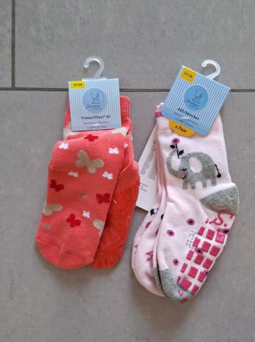 Sterntaler 2er-Set: ABS-Socken "Schmetterlinge" in Koralle