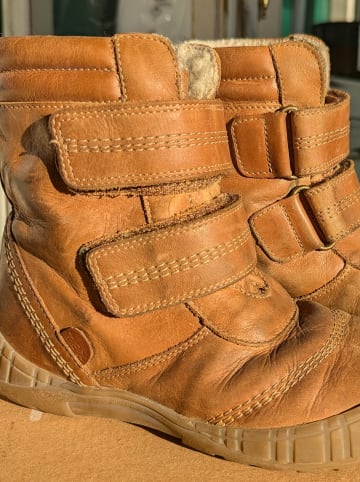 POM POM Leder-Winterboots in Camel