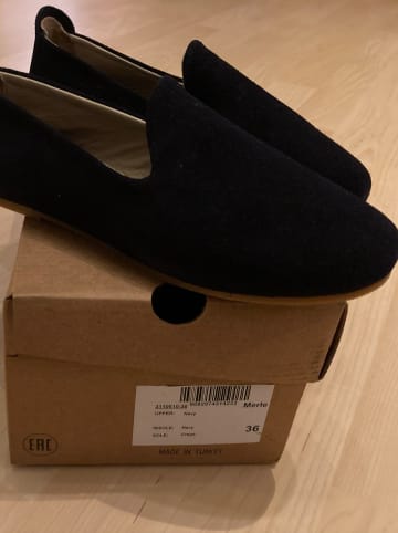 Comfortfusse Leder-Slipper in Dunkelblau