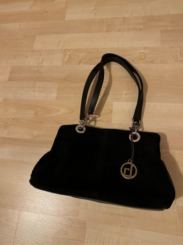 Lia Biassoni Leder-Schultertasche "Alvo" in Schwarz - (B)32 x (H)20 x (T)14 cm