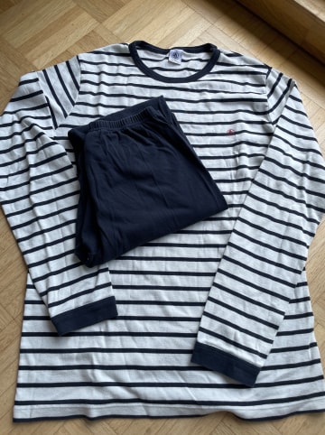 PETIT BATEAU Pyjama in Dunkelblau/ Weiß