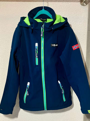 Trollkids Softshell Jacke "Preikestolen" in Marineblau / Hellgrün / Mittelblau