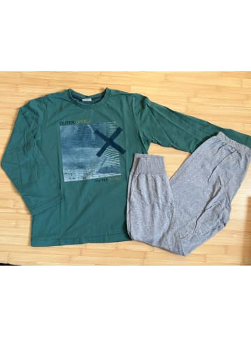 s.Oliver Pyjama in Grün/ Grau