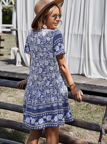 Tina Kleid in Blau/ Weiß