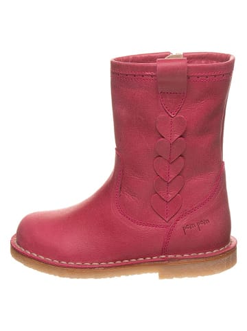 POM POM Leder-Winterboots in Pink