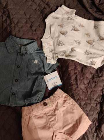 carter's 3tlg. Outfit in Rosa/ Dunkelblau/ Weiß