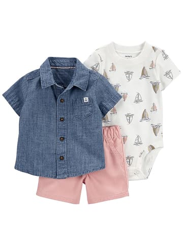 carter's 3tlg. Outfit in Rosa/ Dunkelblau/ Weiß