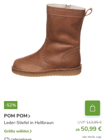 POM POM Leder-Boots Stiefel in Braun