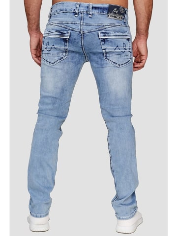 AMICA JEANS Denim Jeans Dicke Naht Hose Big Seam in Hellblau