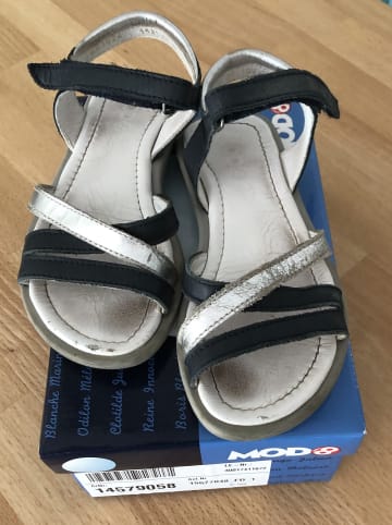 mod8 Leder-Sandalen "Jelguy2" in Dunkelblau/ Silber