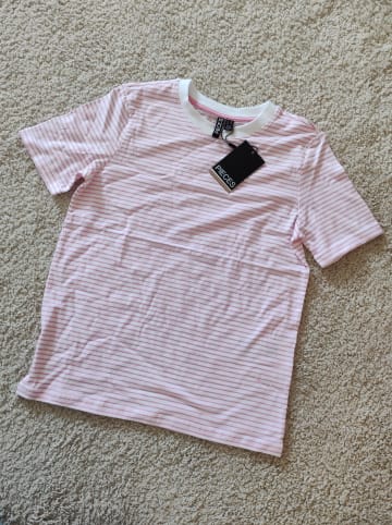 Pieces Shirt in Pink/ Weiß