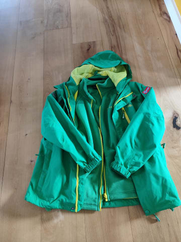 Trollkids 3in1-Funktionsjacke "Myrdal" in Grün/ Gelb