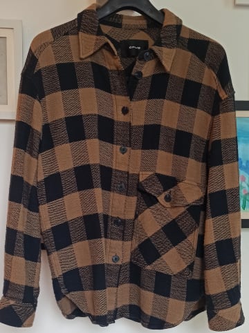 OPUS Hemdjacke "Jutus" in Camel/ Schwarz