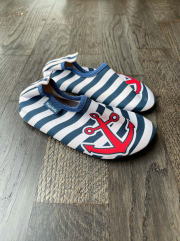 Playshoes Badeschuhe in Dunkelblau/ Weiß