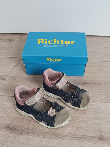 Richter Shoes Leder-Sandalen in Dunkelblau