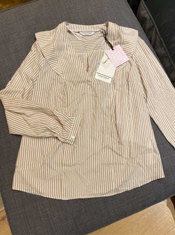 Naf Naf Bluse in Beige/ Weiß