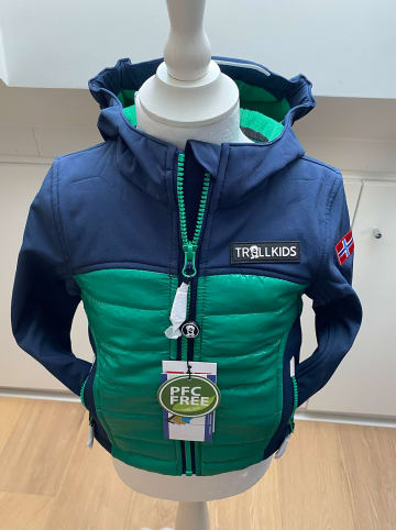 Trollkids Softshelljacke "Lysefjord" in Grün/ Dunkelblau