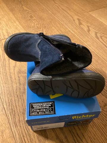 Richter Shoes Leder-Winterboots in Dunkelblau