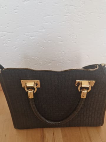 Anna Morellini Leder-Henkeltasche "Viola" in Schwarz - (B)30 x (H)26 x (T)17 cm