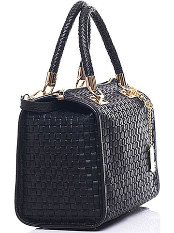 Anna Morellini Leder-Henkeltasche "Viola" in Schwarz - (B)30 x (H)26 x (T)17 cm