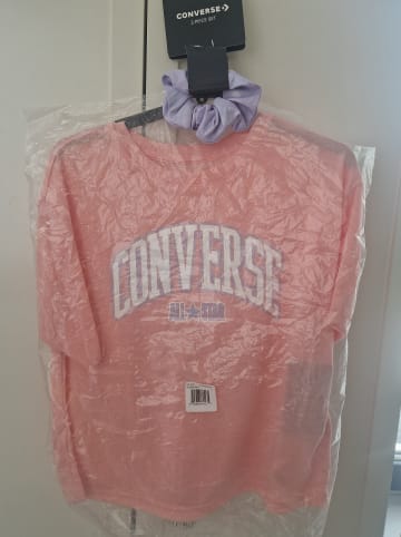 Converse 2tlg. Set: Shirt und Haargummi in Rosa/ Flieder