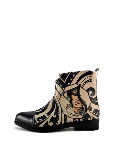 Goby Boots in Schwarz/ Beige