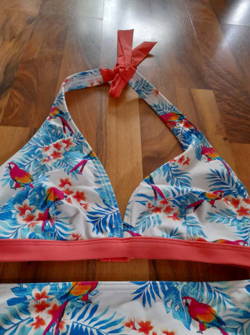 ESPRIT Bikini-Oberteil "Malibu Beach" in Weiß/ Blau