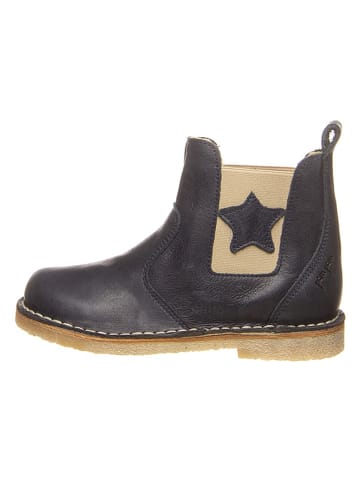 POM POM Leder-Chelsea-Boots in Dunkelblau