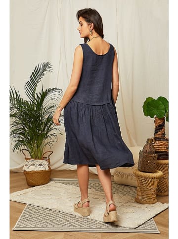 Lin Passion Leinen-Kleid in Dunkelblau