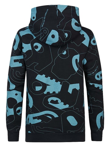 Petrol Hoodie in Schwarz/ Blau
