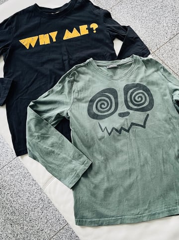 MOKIDA 2er-Set: Longsleeves in Khaki/ Schwarz