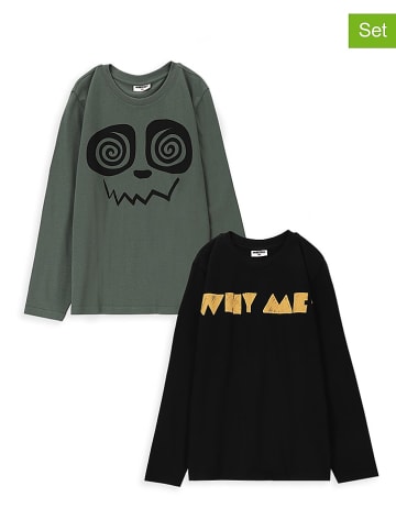 MOKIDA 2er-Set: Longsleeves in Khaki/ Schwarz
