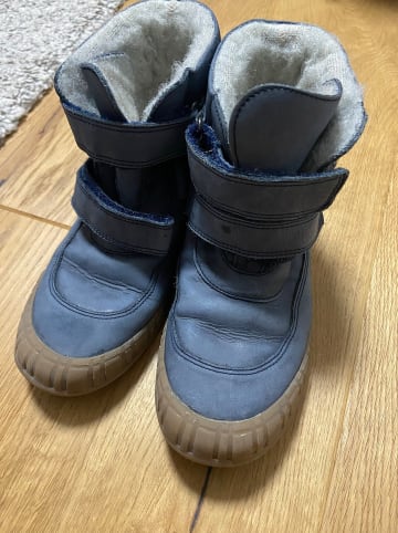 POM POM Leder-Winterboots in Dunkelblau