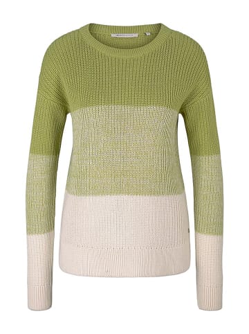 Tom Tailor Pullover in Grün/ Creme