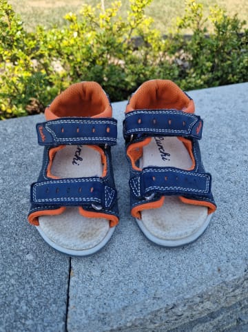 Lurchi Leder-Sandalen "Janosch" in Dunkelblau/ Orange