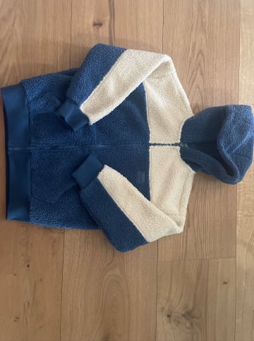 Benetton Fleecejacke in Dunkelblau/ Creme