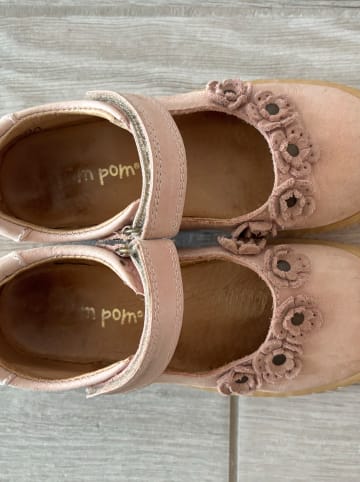POM POM Leder-Spangenballerinas in Rosa