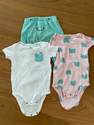 carter's 3tlg. Set: Bodys und Hose in Rosa/ Grün