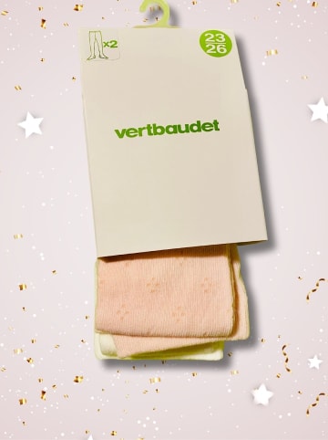 vertbaudet 2er-Set: Strumpfhosen in Rosa/ Weiß