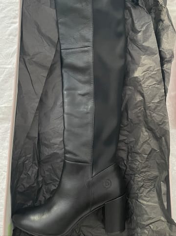Bugatti Leder-Overknee-Stiefel in Schwarz