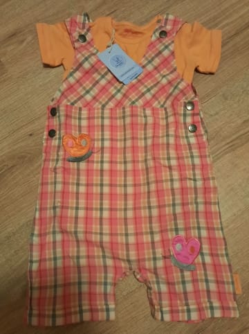 Sterntaler 2er-Set: Latzhose und Body in Orange/ Pink