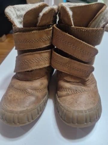 POM POM Leder-Winterboots in Camel